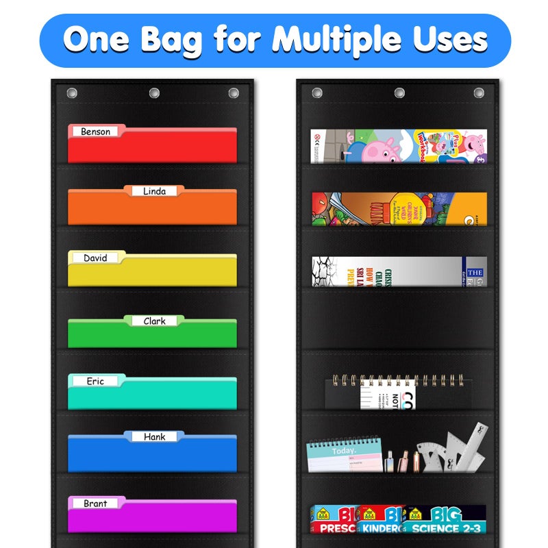 AUVCAS Storage Pocket Chart with 10 Pockets Hanging Wall file Folder Organizer Storage for Classroom Home Office,3 Over Door Hangers Included,Organize Scrapbooks Paperworks Invoices Papers Stuff - Image 4